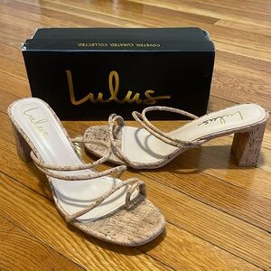 Lulus Kaylah Natural Cork High Heel Sandals W10
